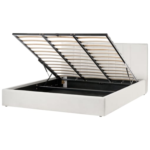 Łóżko z pojemnikiem TARASCON 180 x 200 cm Jasnobeżowy