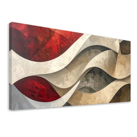 Obraz do salonu sypialni biura loftu, Abstrakcja linie tekstury beżowy czerwony
