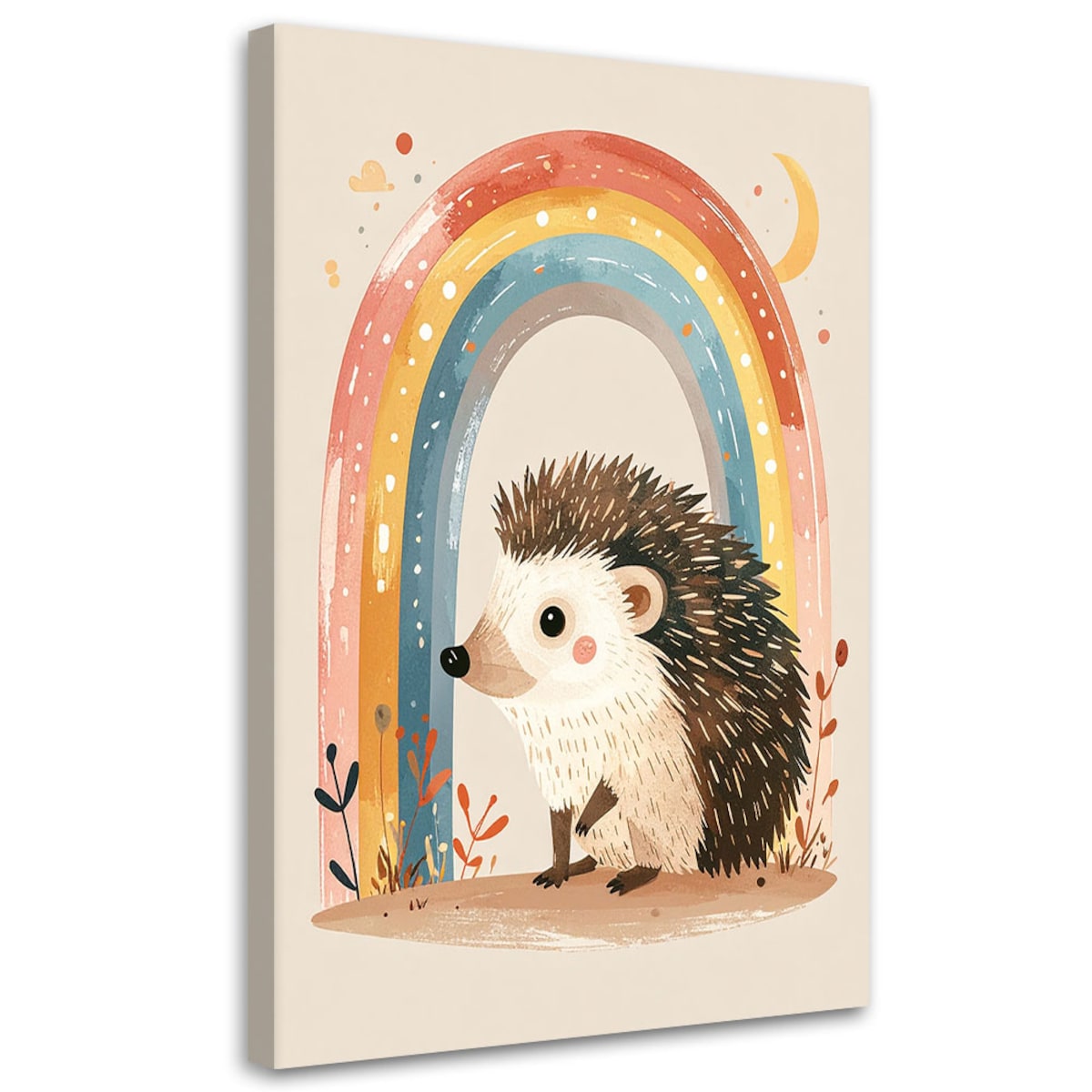 Obraz do pokoju dziecka niemowlaka, Jeż tęcza zwierzęta leśne 20x30 cm
