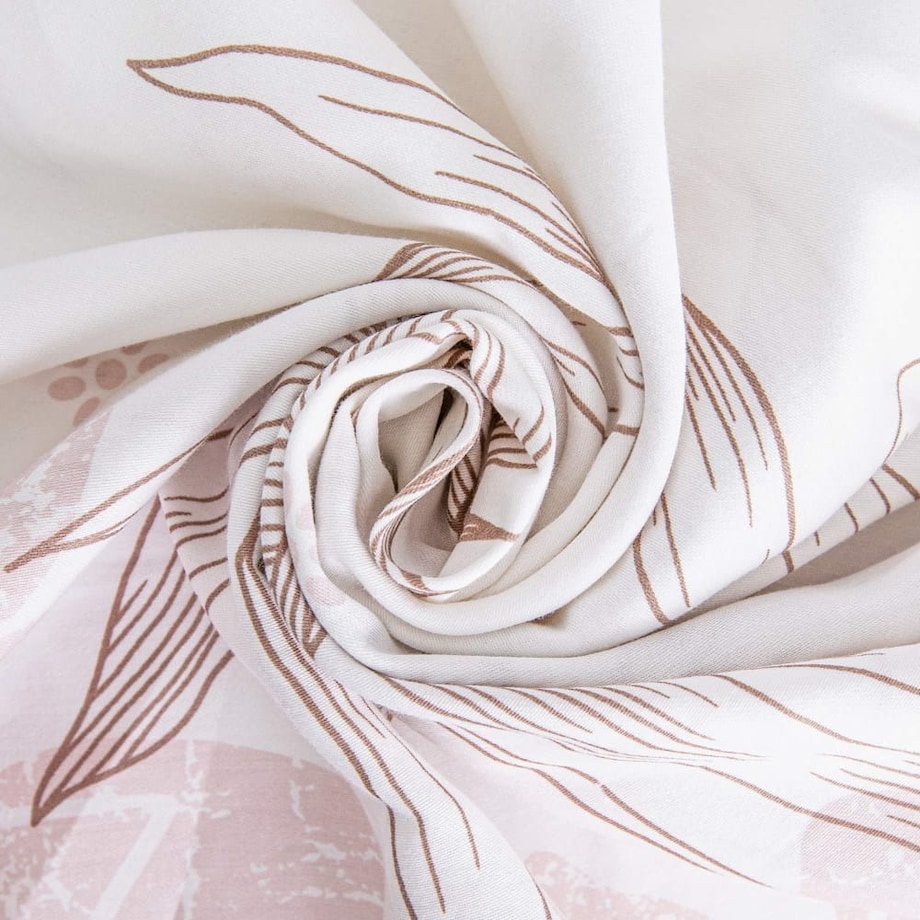 Pościel satyna bawełniana 140x200 Satynlove biała w różowe kwiaty