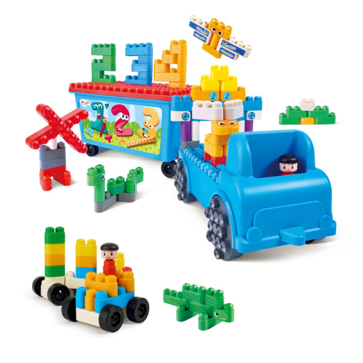 Miękkie Klocki Konstrukcyjne w Aucie Licz i Baw Się - Laweta 114 el. 18m+ PolyM