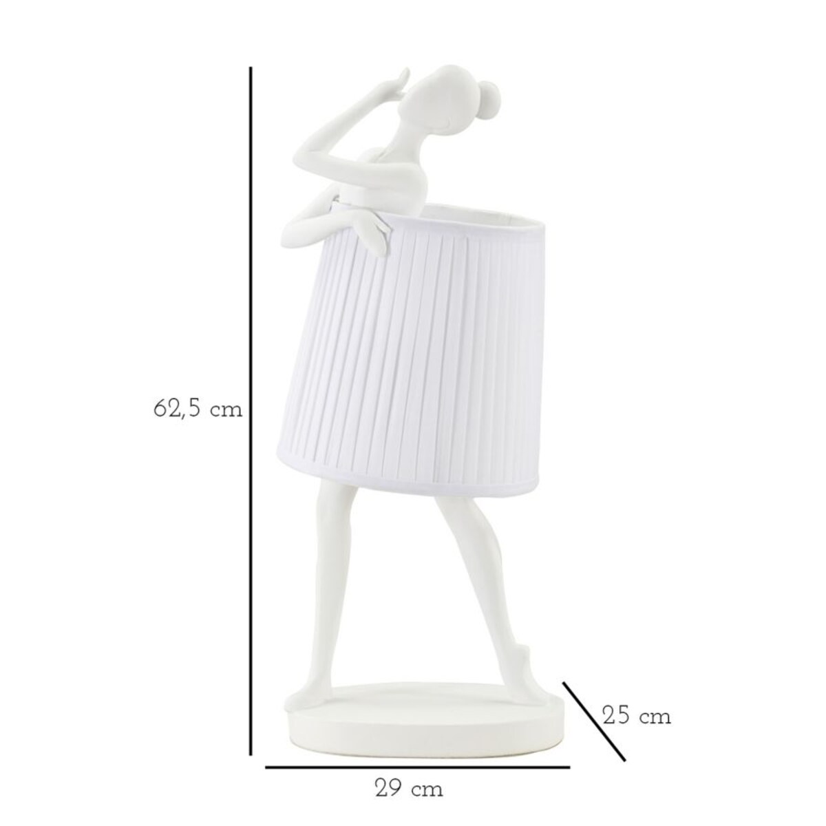 Lampa stołowa Ballet, kolor biały, żywica syntetyczna, żelazo i tkanina, 29 x 25 x 62,5 cm, 1 x E14, max. 40 W, do salonu i sypialni, Mauro Ferretti