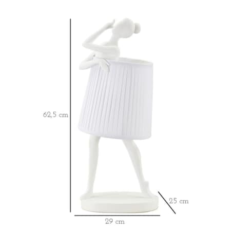 Lampa stołowa Ballet, kolor biały, żywica syntetyczna, żelazo i tkanina, 29 x 25 x 62,5 cm, 1 x E14, max. 40 W, do salonu i sypialni, Mauro Ferretti