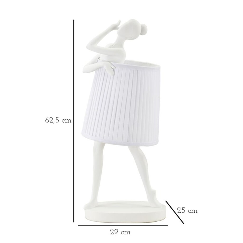 Lampa stołowa Ballet, kolor biały, żywica syntetyczna, żelazo i tkanina, 29 x 25 x 62,5 cm, 1 x E14, max. 40 W, do salonu i sypialni, Mauro Ferretti