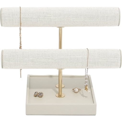 Stojak na biżuterię Stackers Bangle jasnobeżowy lniany