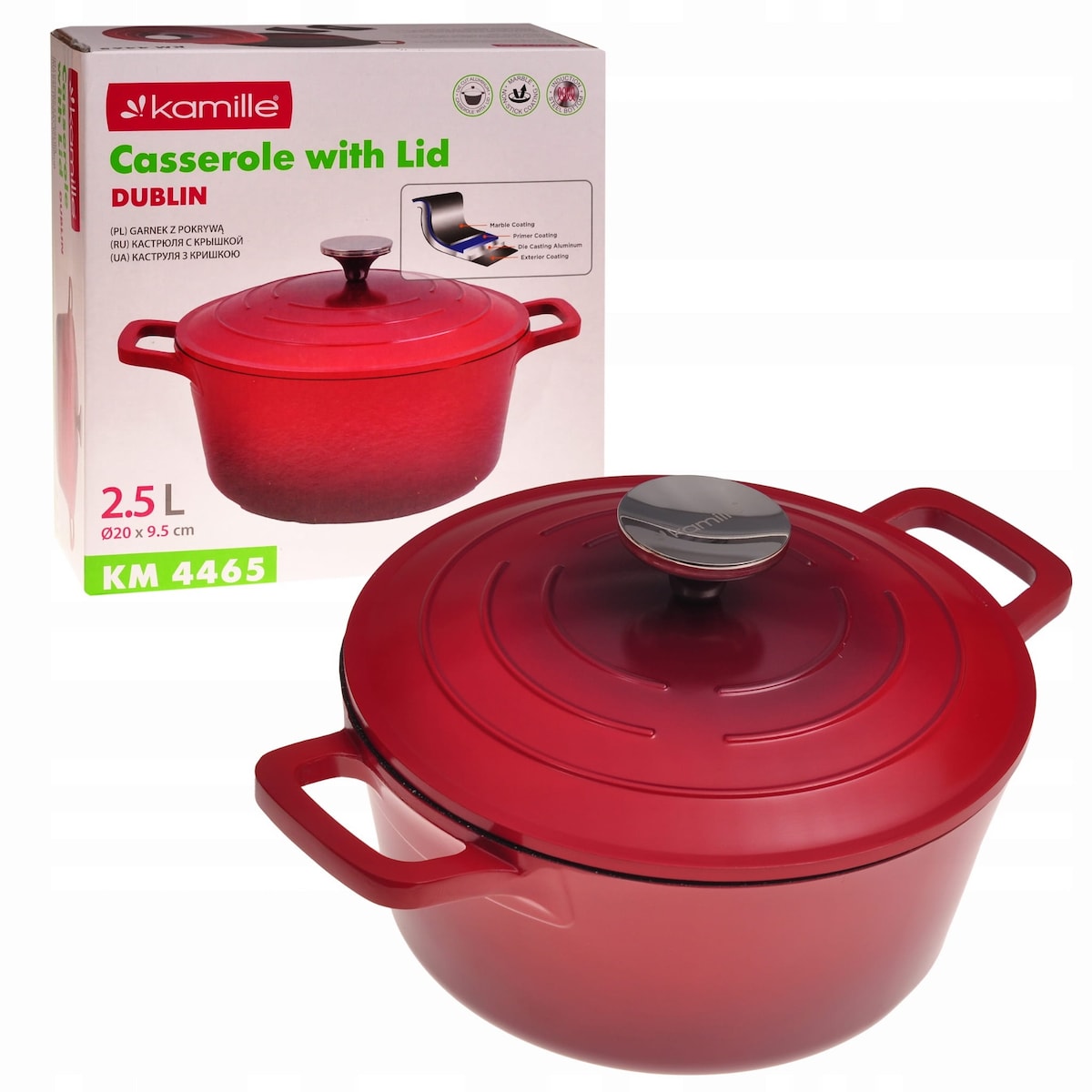 Garnek brytfanna kociołek z powłoką marmurową 6.5L KAMILLE