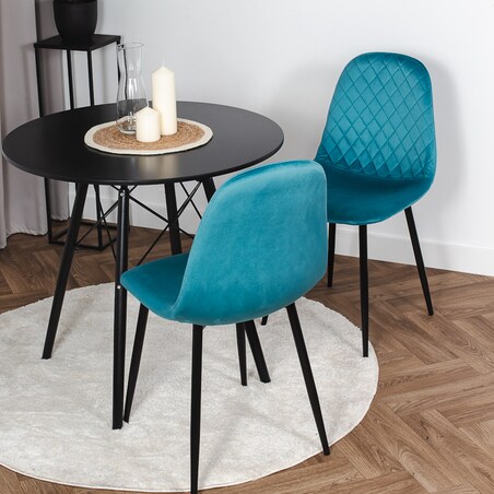 Krzesło tapicerowane nowoczesne pikowane do salonu jadalni turkusowe