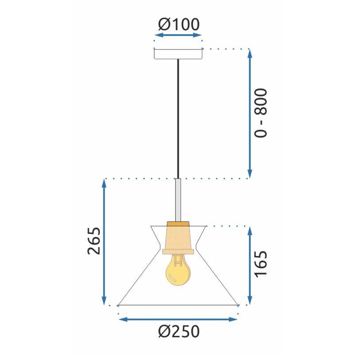 Lampa sufitowa wisząca szklana drewno boho retro