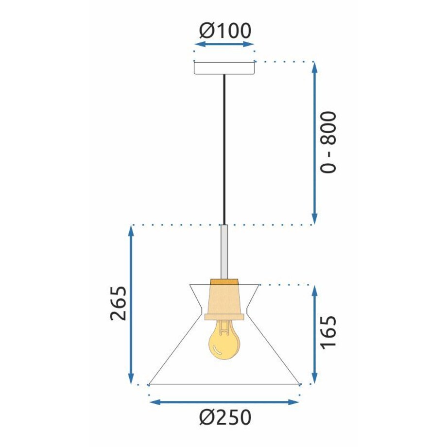 Lampa sufitowa wisząca szklana drewno boho retro