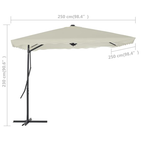 vidaXL Parasol ogrodowy na słupku stalowym, 250 x 250 cm, piaskowy