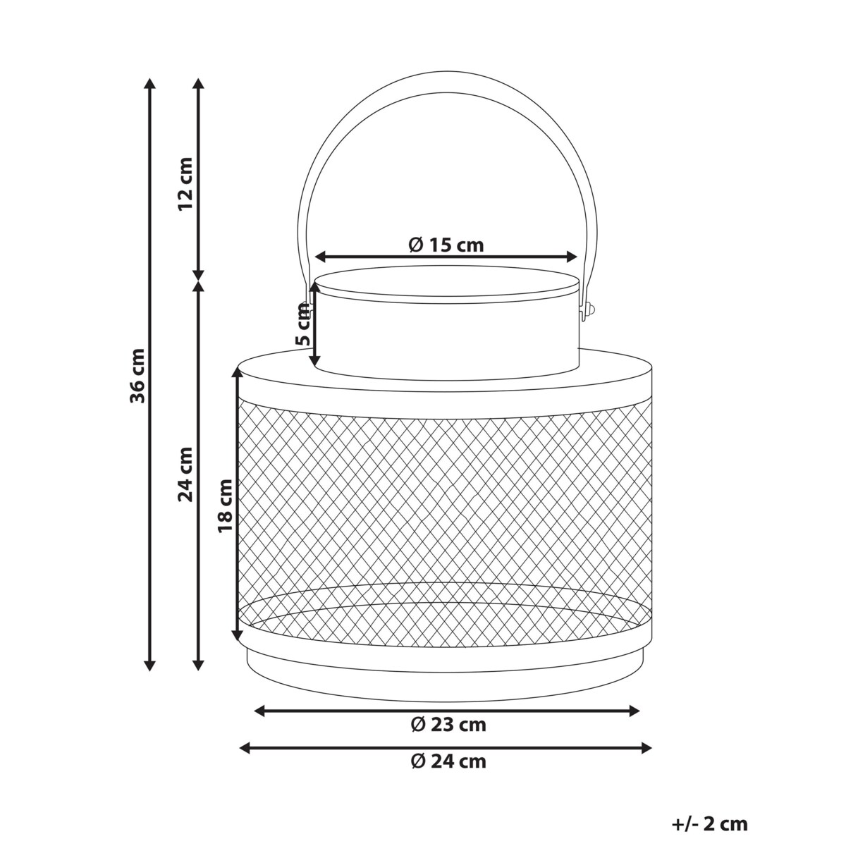 Lampion metalowy 24 cm czarny YAMDENA