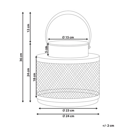 Lampion metalowy 24 cm czarny YAMDENA