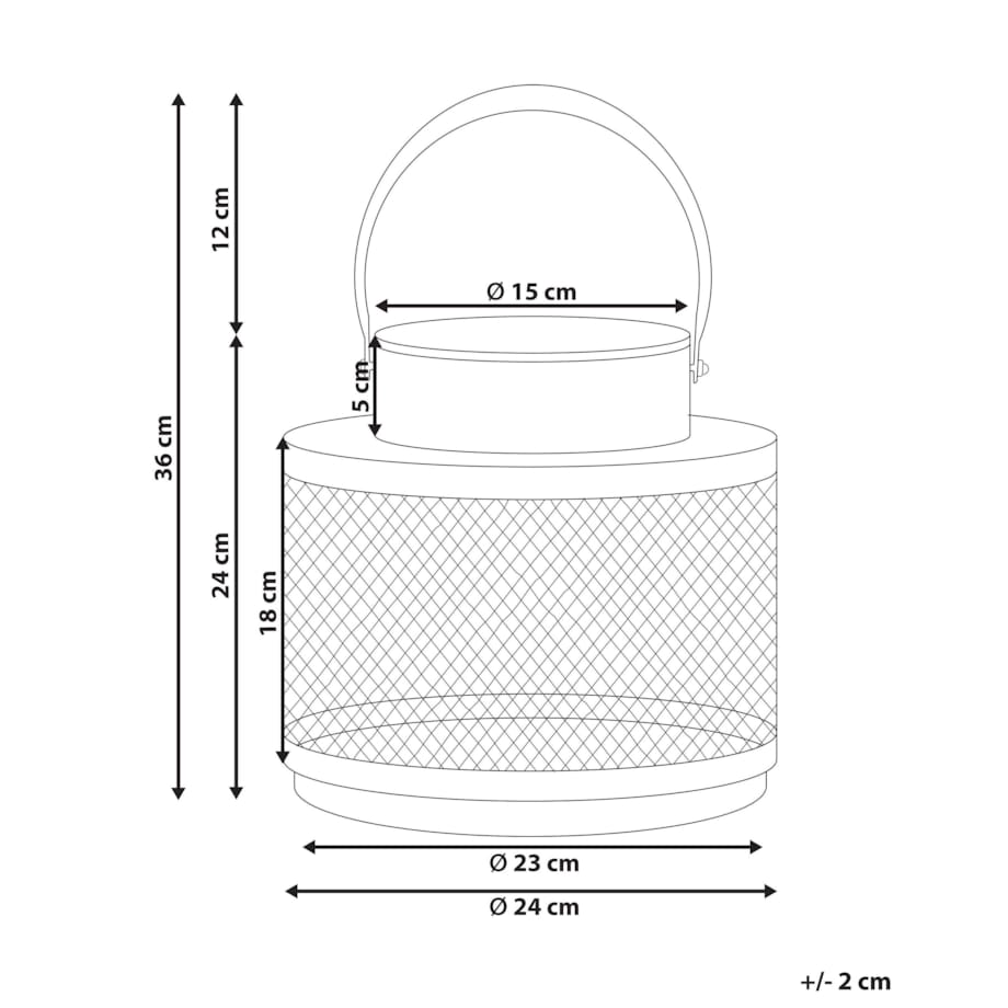 Lampion metalowy 24 cm czarny YAMDENA