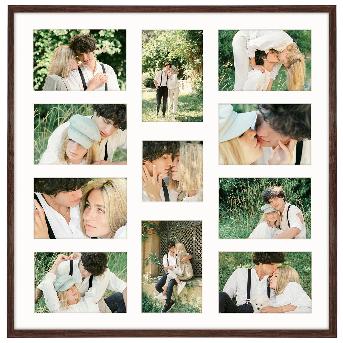Ramka na zdjęcia 1x 10x10 10x 10x15 brązowa galeria na 11 zdjęć multirama 50x50 FRAMAI