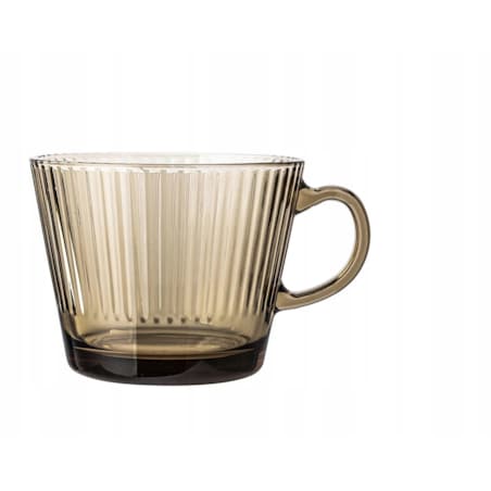 ZESTAW SZKLANEK KUBEK w paski plisy dymny 6x 410 ml na KAWĘ HERBATĘ napoje