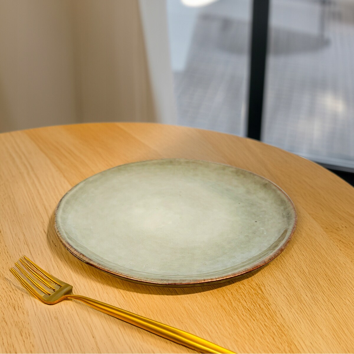 TALERZ DESEROWY 20CM SZARY ZIELONY CERAMICZNY OKRĄGŁY SERWIS NA SZTUKI