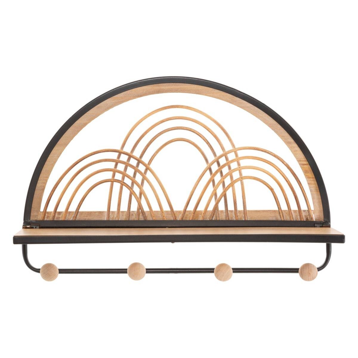 Rattanowa półka ścienna z haczykami