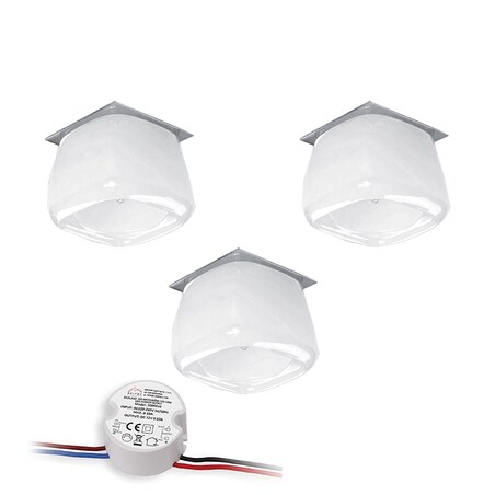 Zestaw Oczek Sufitowych BRITOP Lighting 3xG4 LED 2,3W z zasilaczem, Białe Szkło od Polskiego Producenta, 3 szt.