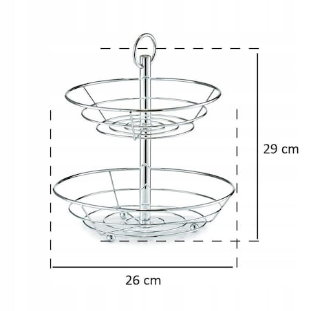 Patera Stojak Kosz na Owoce Warzywa Kosz 2 Poziomy Chrom metal Zeller