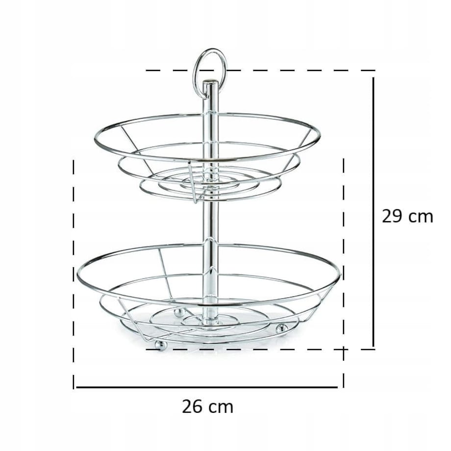 Patera Stojak Kosz na Owoce Warzywa Kosz 2 Poziomy Chrom metal Zeller