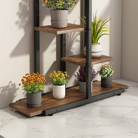 Kwietnik stojak na rośliny kwiaty doniczki rustykalny regał drewniane półki