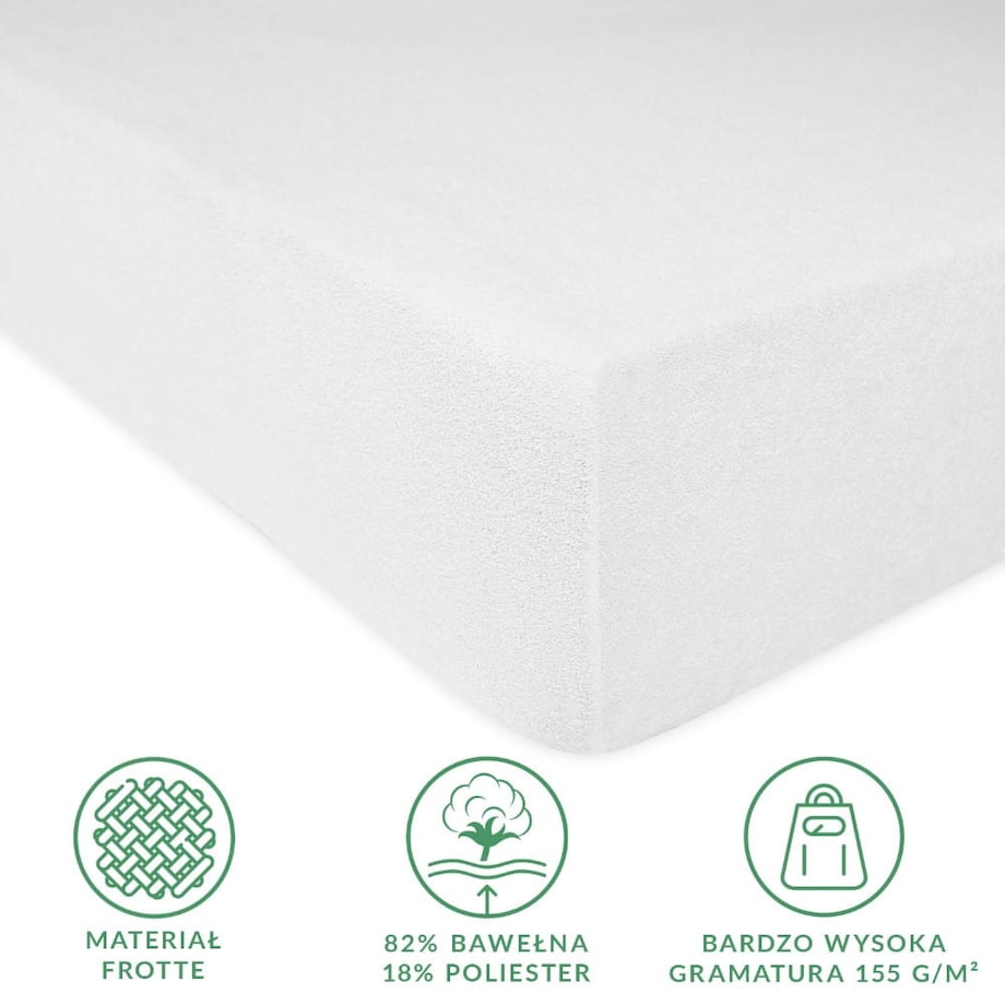 Prześcieradło z bawełny frotte z gumką 70x140 kolor biały