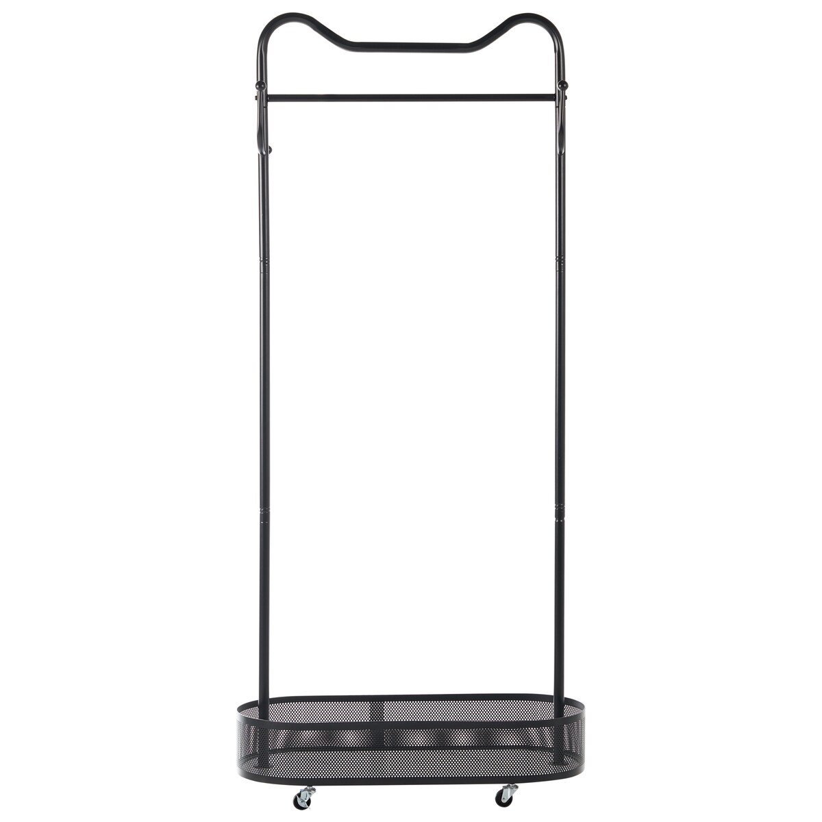 Wieszak na ubrania ROUSSILION z półką z kółkami Czarny
