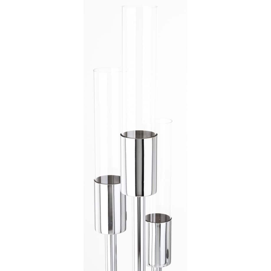 Świecznik metalowy na 6 świec 117x27x27 cm BATANG srebrny