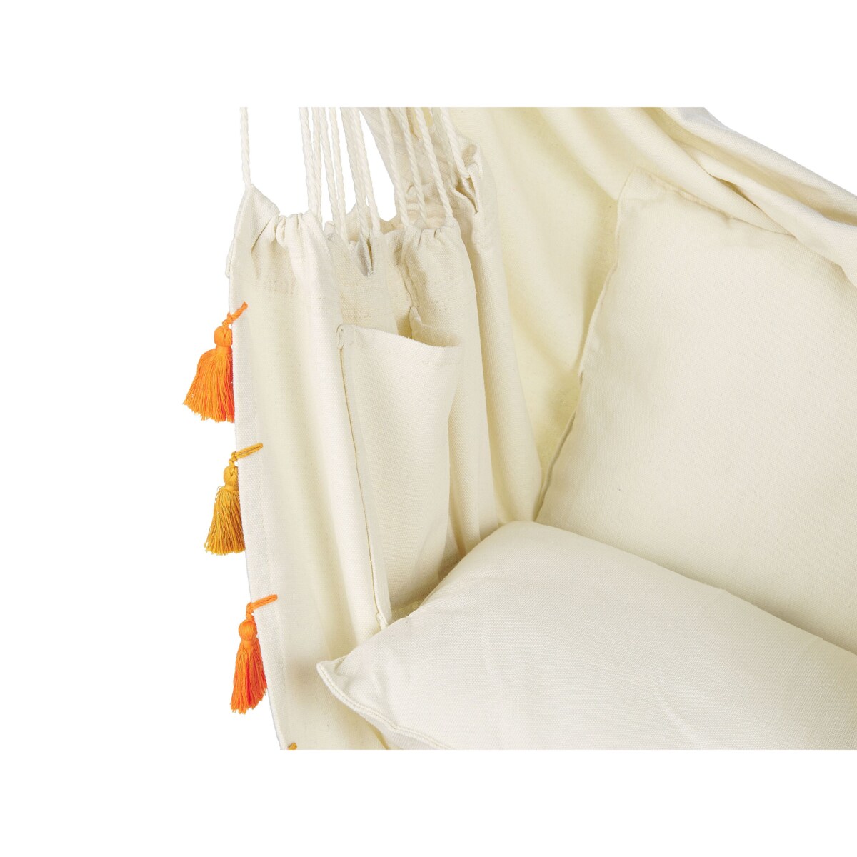 Fotel wiszący krzesło brazylijskie bawełniane beżowe VARENA