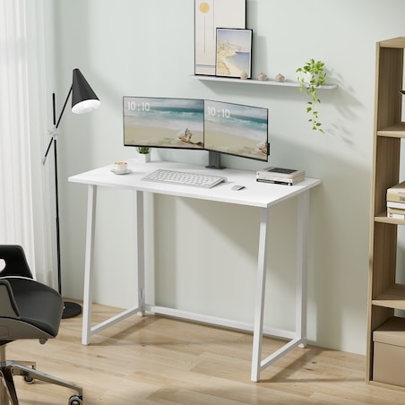 Biurko Komputerowe Do Biura Pracowni Max 1.0 - Białe / Nogi Białe