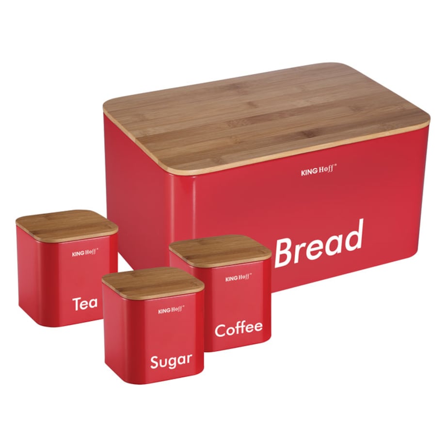 Chlebak w zestawie z 3 pojemnikami czerwony KINGHOFF