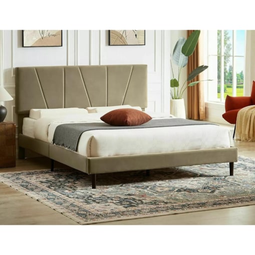 Łóżko tapicerowane SAVANA VELVET 120x200 beżowe