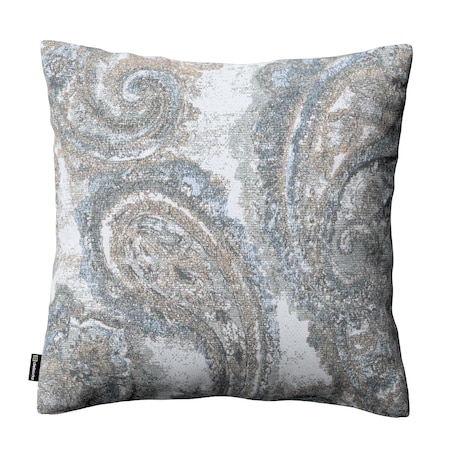 Poszewka Kinga na poduszkę 60x60 niebiesko-zielony paisley na kremowym tle