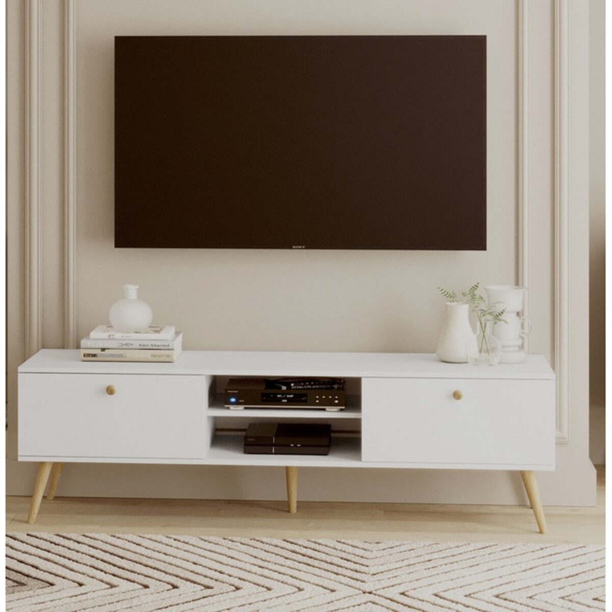 Szafka rtv boho - Biała mat