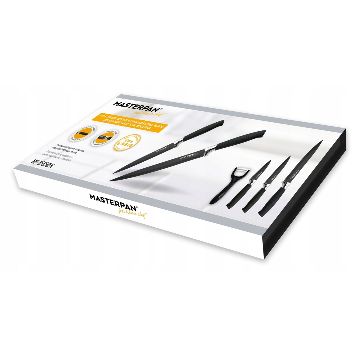 Zestaw Komplet Noży Kuchennych Czarne W Pudełku 4 El. Obieraczka Ostre