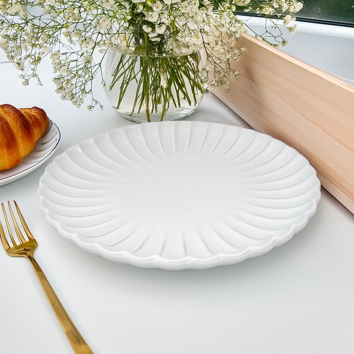 TALERZ OBIADOWY DUŻY 26CM BIAŁY CERAMICZNY PŁYTKI PŁASKI NA SZTUKI
