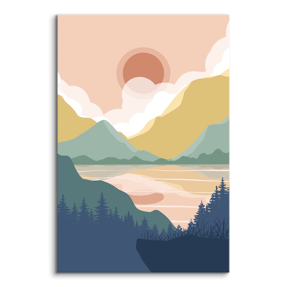 OBRAZ DO SYPIALNI LAS GÓRY PEJZAŻ STYL BOHO NATURA ABSTRAKCJA 80x120cm