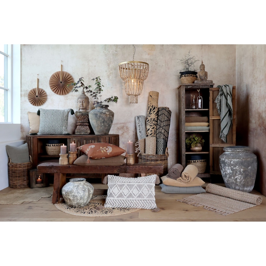 Żyrandol z koralików naturalny Boho Twist 65xØ 50 cm