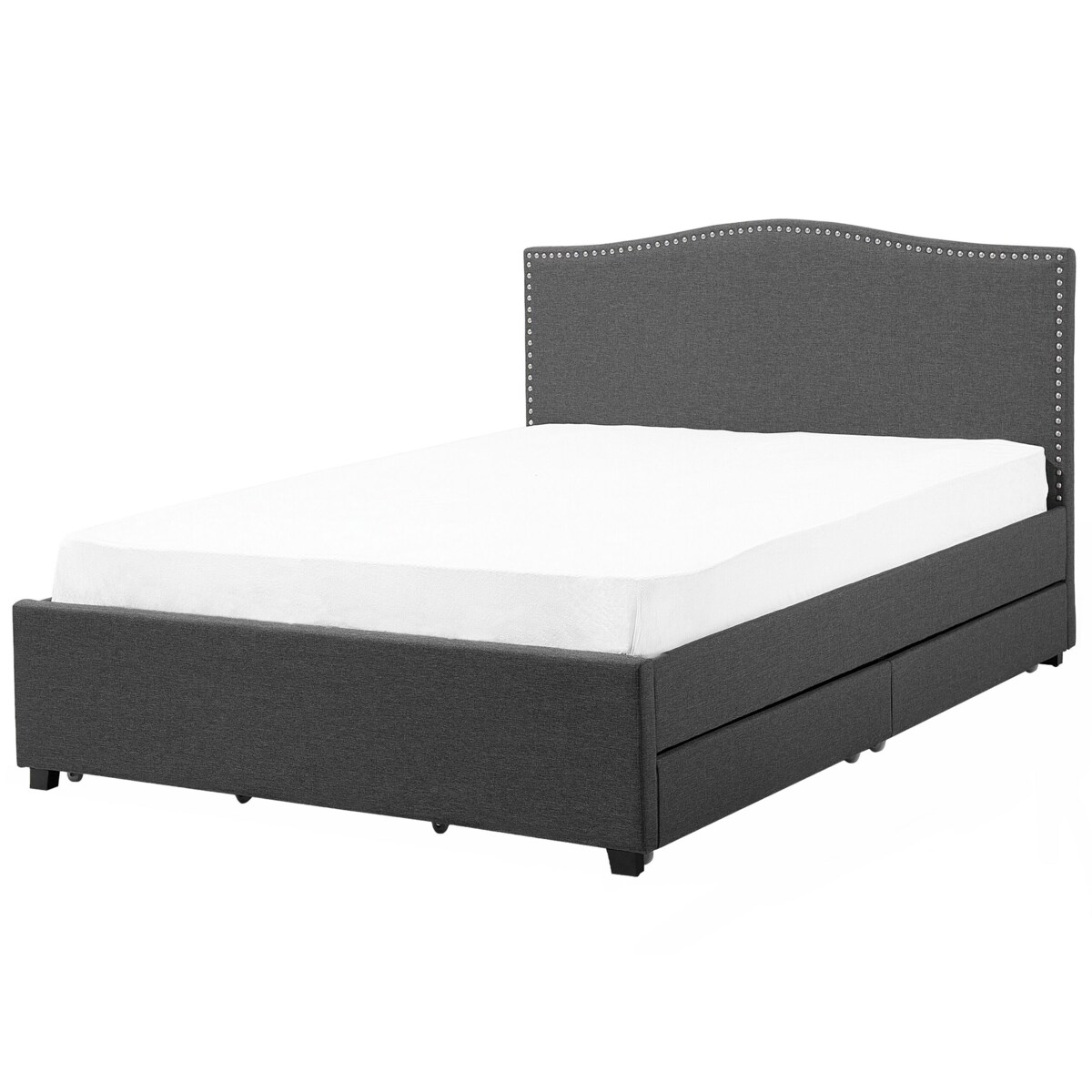 Łóżko z szufladami tapicerowane 180 x 200 cm szare MONTPELLIER