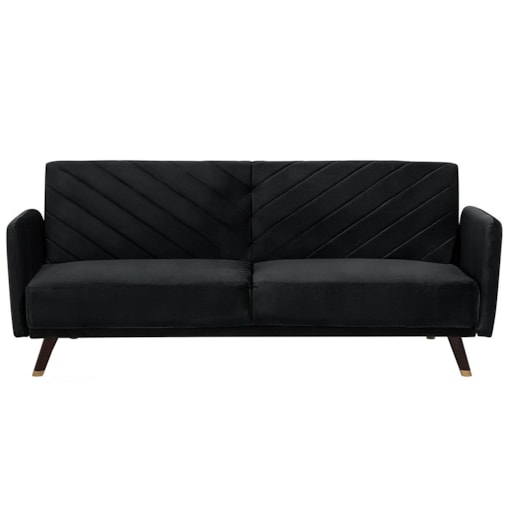 Sofa rozkładana welurowa czarna SENJA