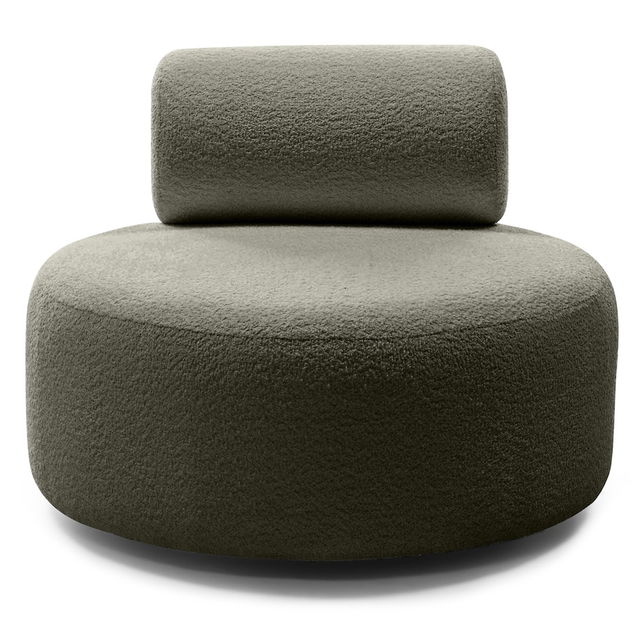 Fotel obrotowy bouclé oliwkowozielony Orvieto