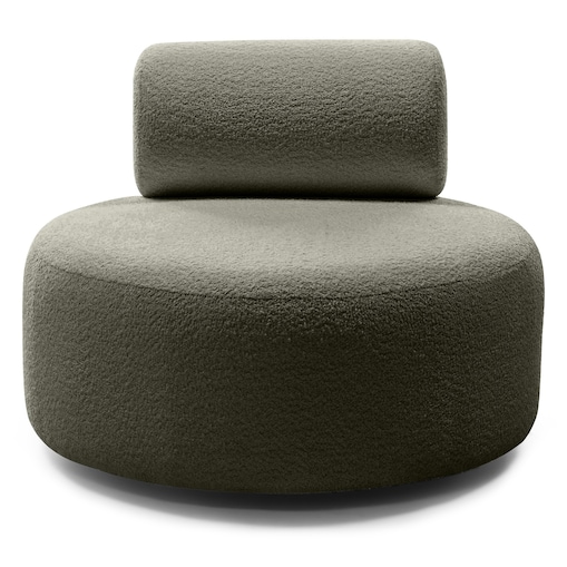 Fotel obrotowy bouclé oliwkowozielony Orvieto