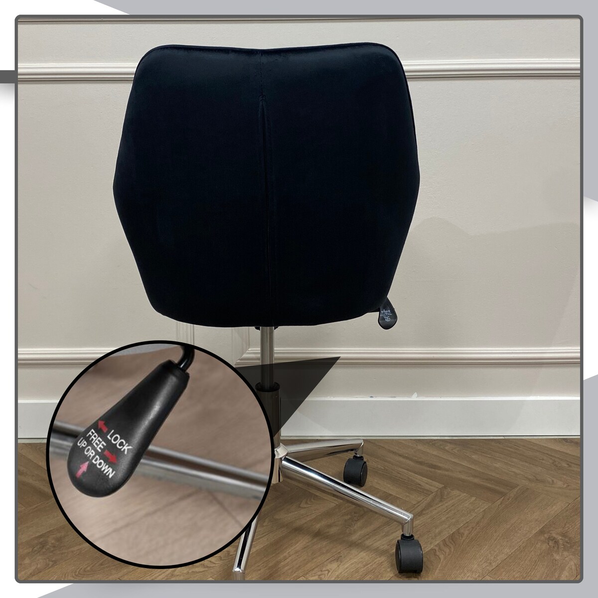 Krzesło biurowe fotel obrotowy welurowy czarny do biurka toaletki