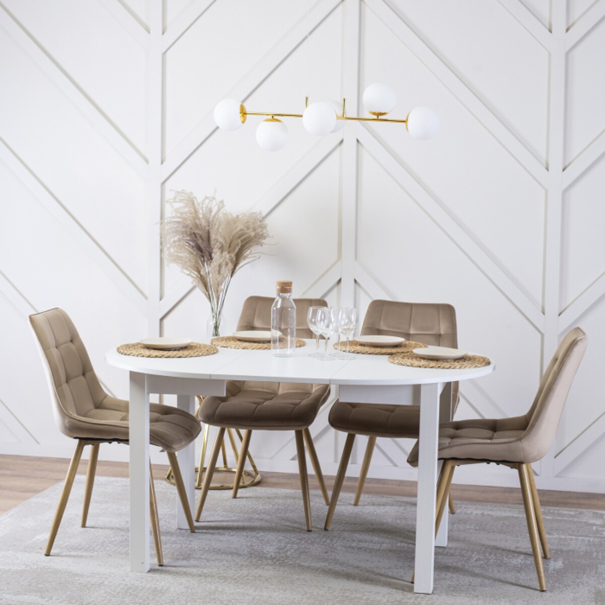 Krzesło Tapicerowane Skandynawskie Welurowe Jadalni Salon Loft Beżowe RODRI