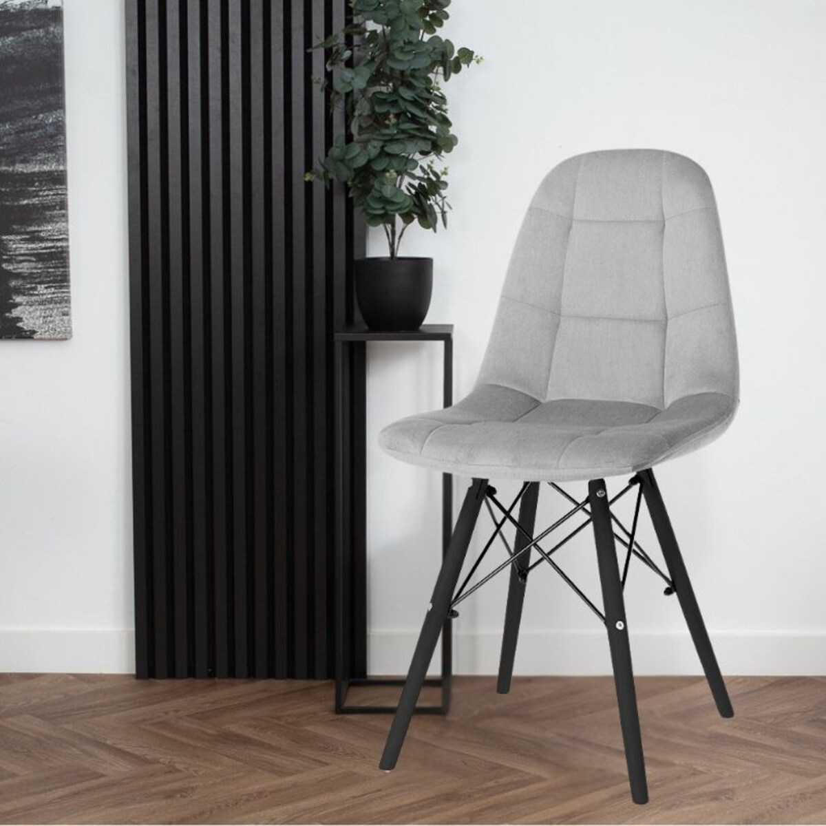 Krzesło Tapicerowane Welurowe Do Jadalni Salonu Pikowane Skandynawskie