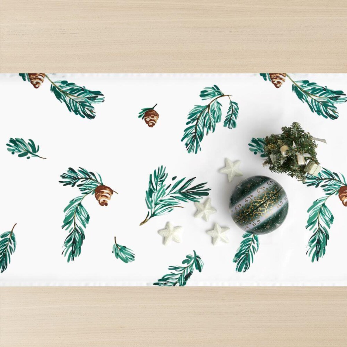 Bieżnik Świerkowe gałązki 40 x 130 cm