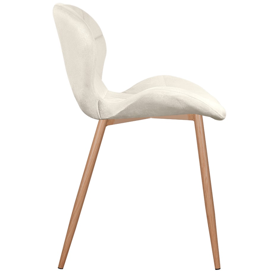 Krzesło tapicerowane welurowe beżowe jasne nogi do salonu