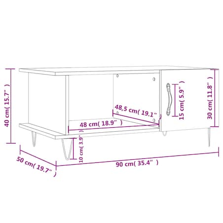 vidaXL Stolik kawowy, kolor dąb sonoma, 90x50x40 cm