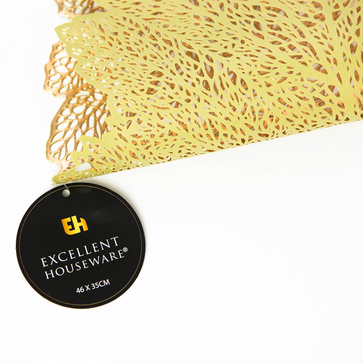 Podkładka Ażurowa Na Stół Mata Stołowa Pod Talerz Ozdoba Liść 35X46 Cm Złoty