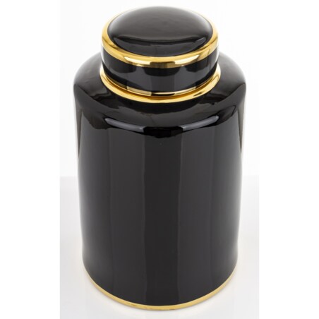 Walcowaty pojemnik ze złotą zakrętką 31x18,5x18,5 cm czarny